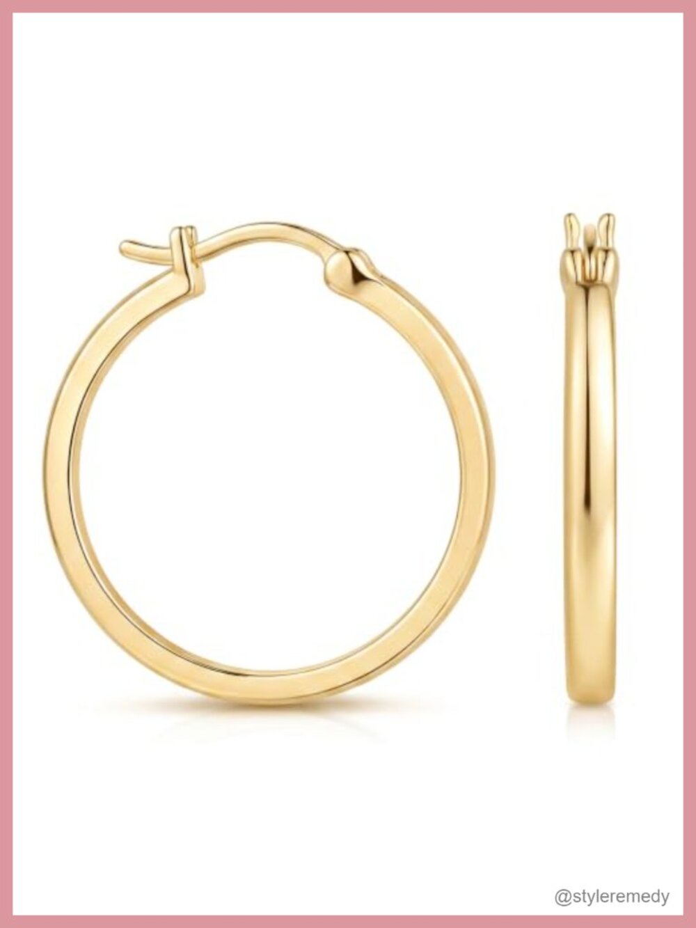 14K Gold Hoop Earrings Lightweight Round Huggie Minimalist Everyday Jewelry